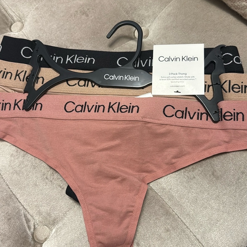 Calvin Klein three pack cotton thong panties, new